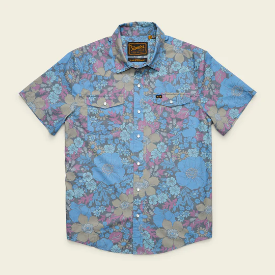 H Bar B Short Sleeve Snapshirt- Flower Power/Blues